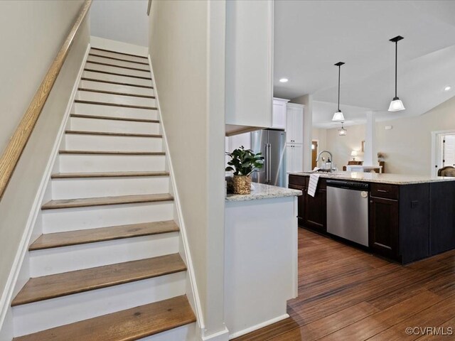 1130 Sparrows Ln, Powhatan, VA 23139 - stairway with wood finished floors and recessed lighting