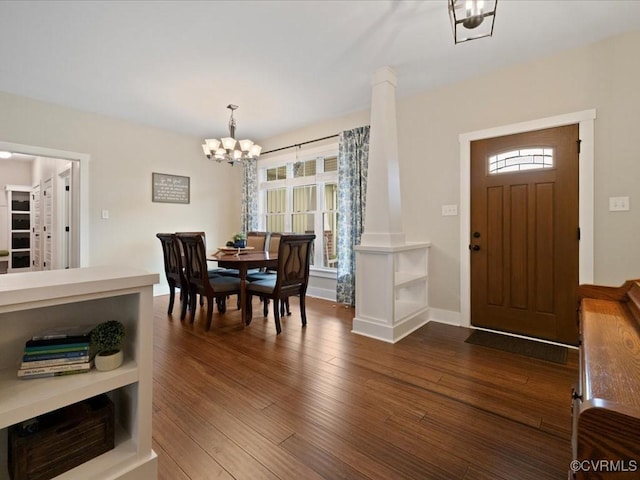 1130 Sparrows Ln, Powhatan, VA 23139 - foyer featuring a chandelier, dark wood finished floors, and healthy amount of natural light