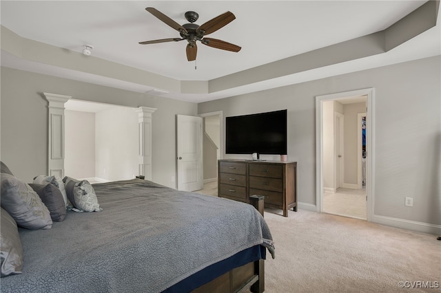 8307 Blackrail Pl, Chesterfield, VA 23832 - bedroom with light colored carpet, ceiling fan, and ensuite bathroom