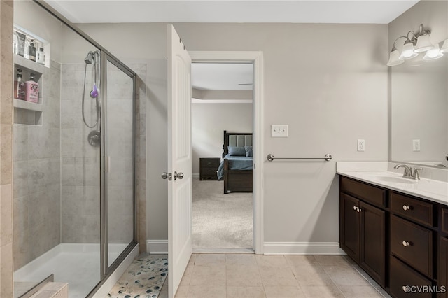 8307 Blackrail Pl, Chesterfield, VA 23832 - ensuite bathroom with vanity, a stall shower, and tile patterned floors