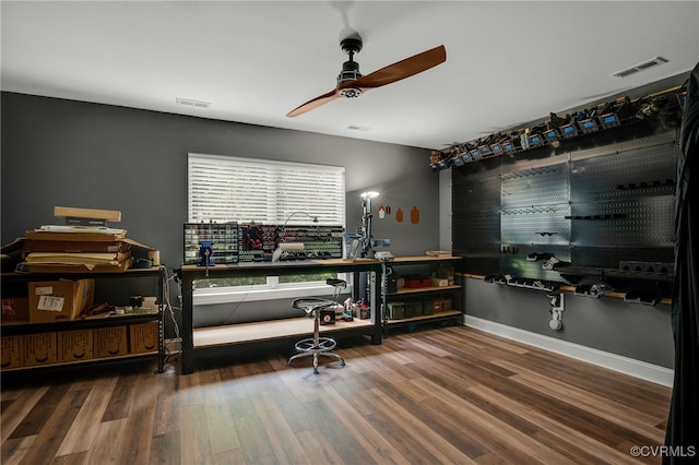 8307 Blackrail Pl, Chesterfield, VA 23832 - office space featuring ceiling fan and wood finished floors