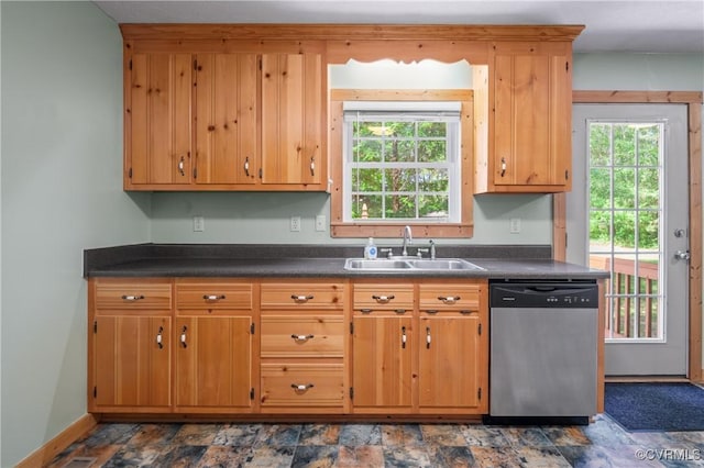 14560 Meade Rd, Amelia, VA 23002 - kitchen featuring dishwasher, dark countertops, and plenty of natural light