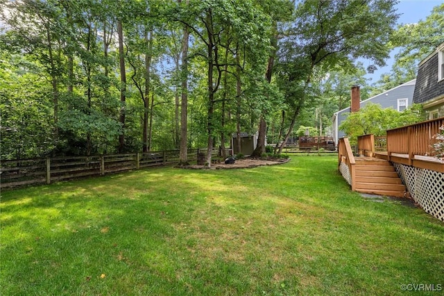 4709 Tameo Ct, Glen Allen, VA 23060 - fenced backyard with a wooden deck and stairway