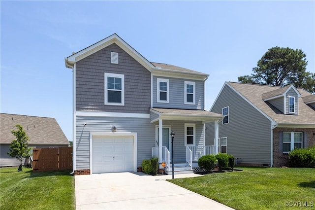 1712 Binford Ct, Cobbs Creek, VA 23223 - traditional home featuring a garage, covered porch, and concrete driveway