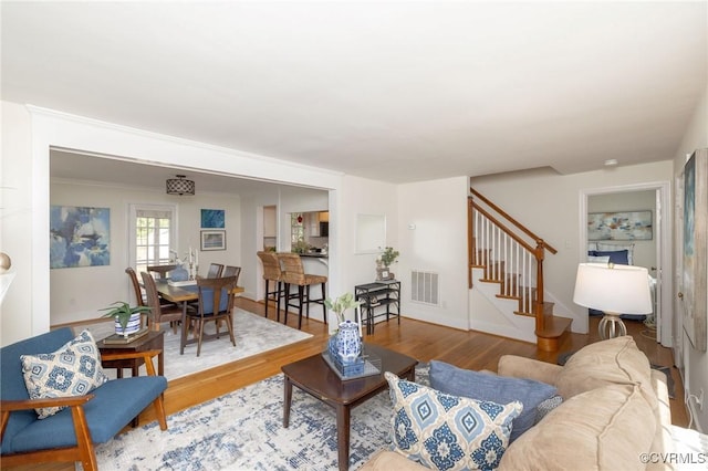 4024 W Grace St, Richmond, VA 23230 - living area with stairs and wood finished floors