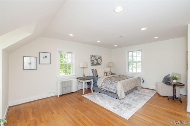 4024 W Grace St, Richmond, VA 23230 - bedroom featuring radiator, light wood-style floors, and recessed lighting