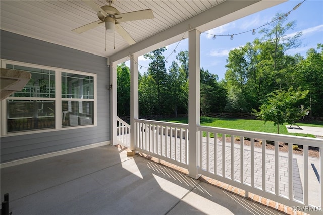 9377 Magnolia Blossom Rd, Ashland, VA 23005 - view of patio featuring ceiling fan and view of scattered trees