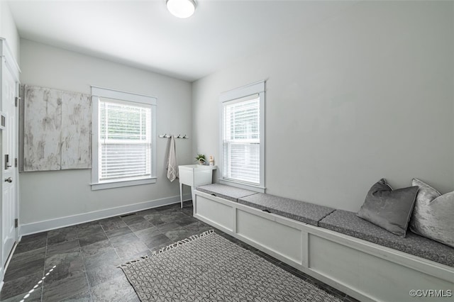 9377 Magnolia Blossom Rd, Ashland, VA 23005 - mudroom featuring baseboards and dark stone finish floors