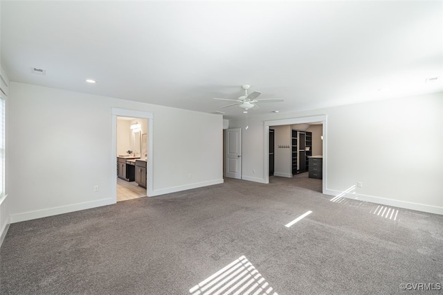 9377 Magnolia Blossom Rd, Ashland, VA 23005 - unfurnished living room featuring light carpet, a ceiling fan, and recessed lighting