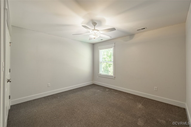 9377 Magnolia Blossom Rd, Ashland, VA 23005 - unfurnished room with a ceiling fan and dark colored carpet