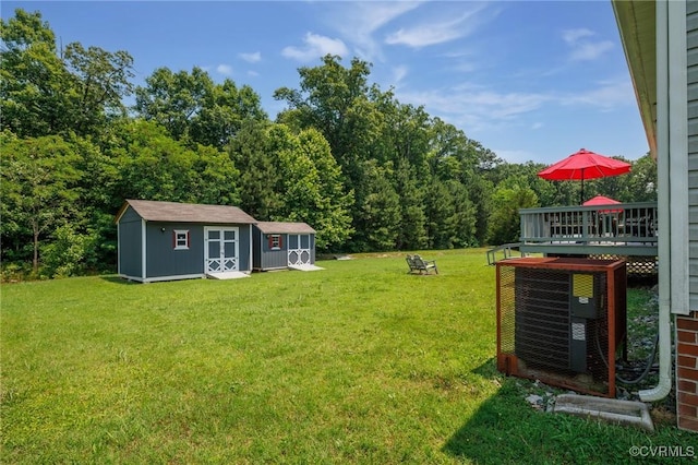 9949 Reymet Ct, North Chesterfield, VA 23237 - view of green lawn featuring a shed and a deck