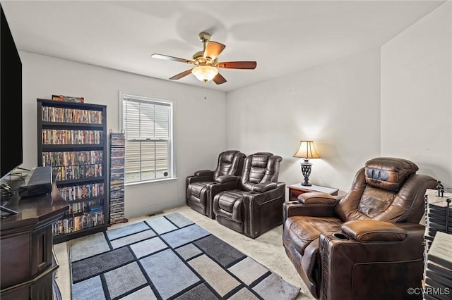9949 Reymet Ct, North Chesterfield, VA 23237 - living room featuring light colored carpet and ceiling fan