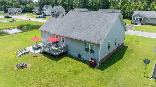 9949 Reymet Ct, North Chesterfield, VA 23237 - aerial view of residential area featuring a nearby body of water and a tree filled landscape