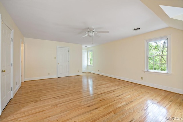 13905 Durhamshire Ln, Midlothian, VA 23113 - spare room featuring light wood finished floors, plenty of natural light, a ceiling fan, and a skylight