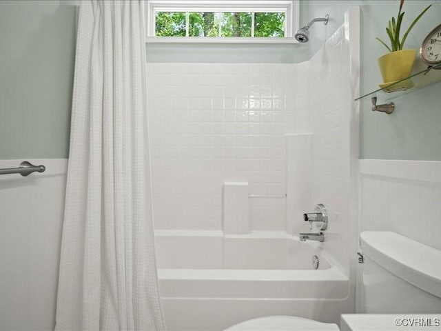 4416 Killiam Ct, Henrico, VA 23060 - bathroom featuring shower / tub combo with curtain and wainscoting