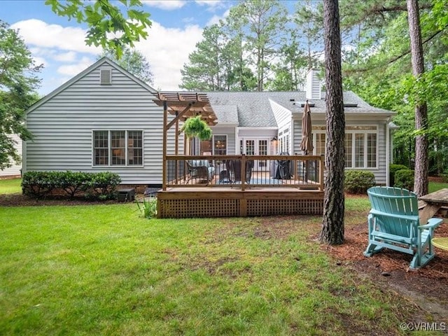 4416 Killiam Ct, Henrico, VA 23060 - rear view of property with a deck, a lawn, and a chimney