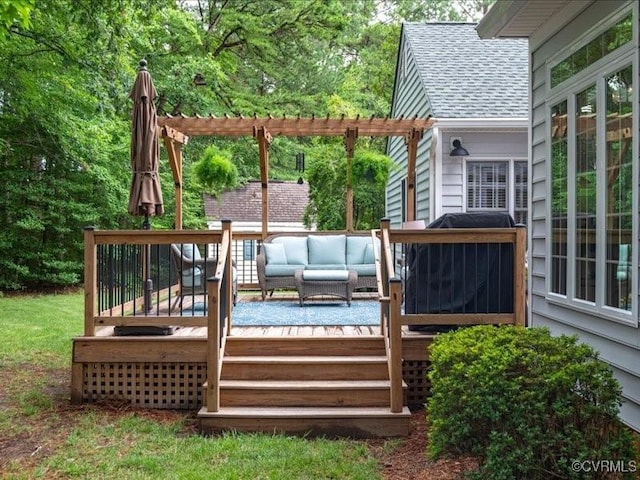 4416 Killiam Ct, Henrico, VA 23060 - wooden terrace featuring an outdoor living space and a grill