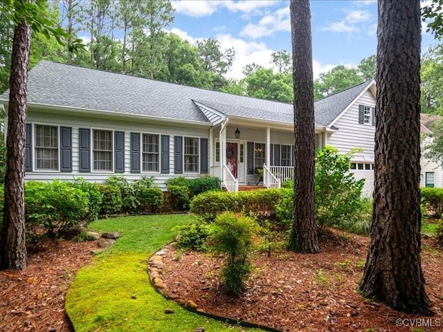 4416 Killiam Ct, Henrico, VA 23060 - single story home featuring roof with shingles, a front lawn, and a porch