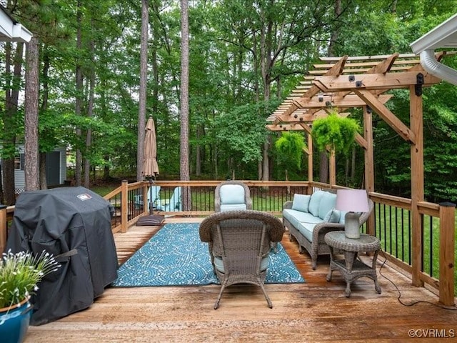 4416 Killiam Ct, Henrico, VA 23060 - wooden terrace with outdoor lounge area, area for grilling, and view of scattered trees