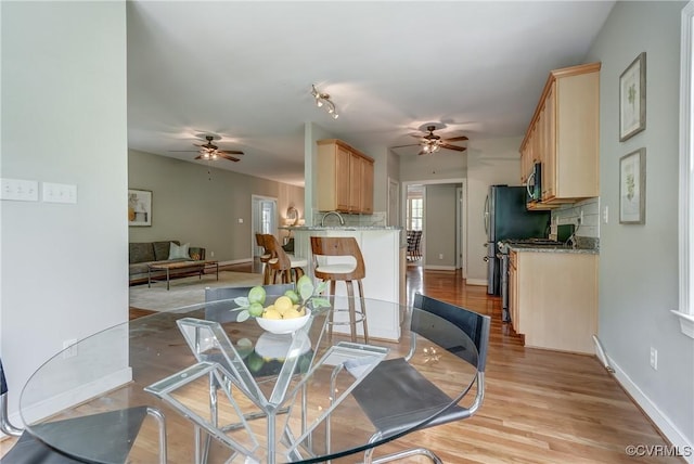5501 Pine Needles Ter, Providence Forge, VA 23140 - dining room featuring ceiling fan and light wood-type flooring