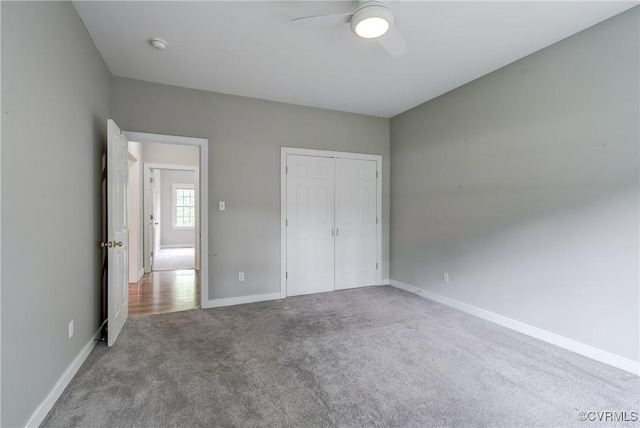 5501 Pine Needles Ter, Providence Forge, VA 23140 - unfurnished bedroom featuring carpet, a closet, and ceiling fan