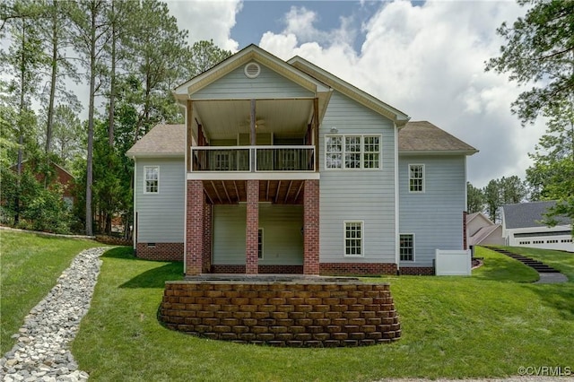 5501 Pine Needles Ter, Providence Forge, VA 23140 - back of house with a lawn, a shingled roof, and crawl space
