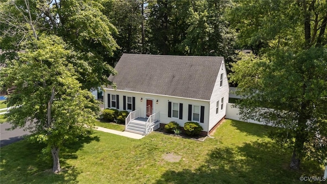 6521 N Midview Rd, Henrico, VA 23231 - cape cod home featuring a front yard and roof with shingles