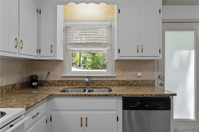 6521 N Midview Rd, Henrico, VA 23231 - kitchen with dishwasher, white cabinets, tasteful backsplash, and white electric range