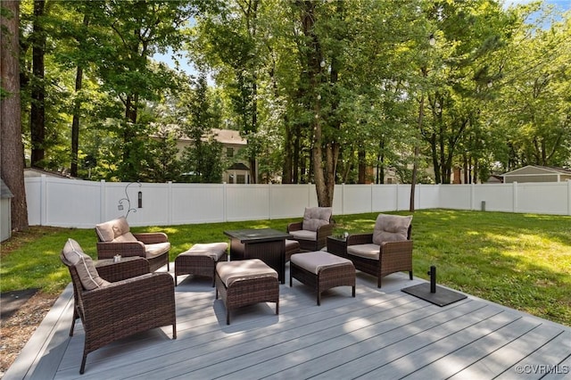 6521 N Midview Rd, Henrico, VA 23231 - wooden terrace with outdoor lounge area and a fenced backyard