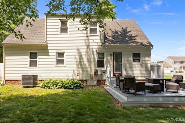 6521 N Midview Rd, Henrico, VA 23231 - back of property featuring a yard, roof with shingles, and a wooden deck