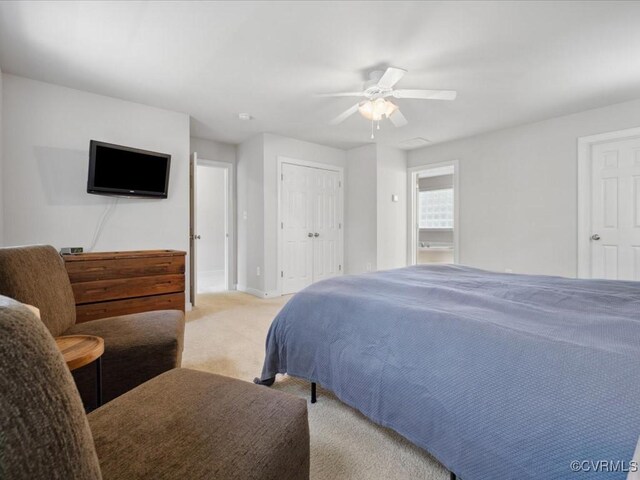 1960 Teal Ln, Powhatan, VA 23139 - bedroom with light carpet, ceiling fan, and a closet