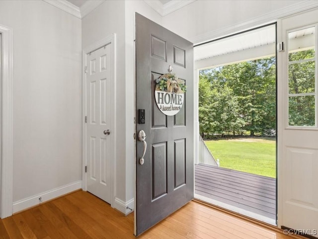 1960 Teal Ln, Powhatan, VA 23139 - foyer featuring light wood-style flooring and crown molding