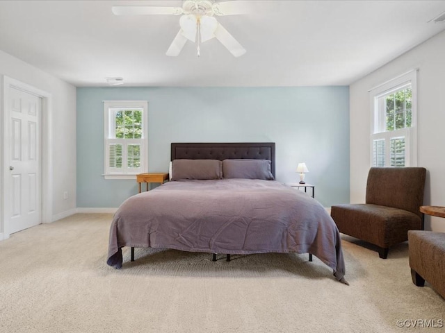 1960 Teal Ln, Powhatan, VA 23139 - bedroom with multiple windows, carpet, and a ceiling fan