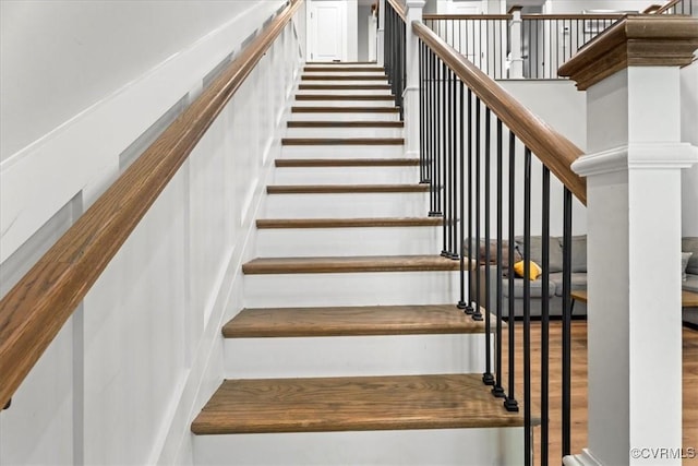 4788 Powhatan Lakes Rd, Powhatan, VA 23139 - staircase with wood finished floors