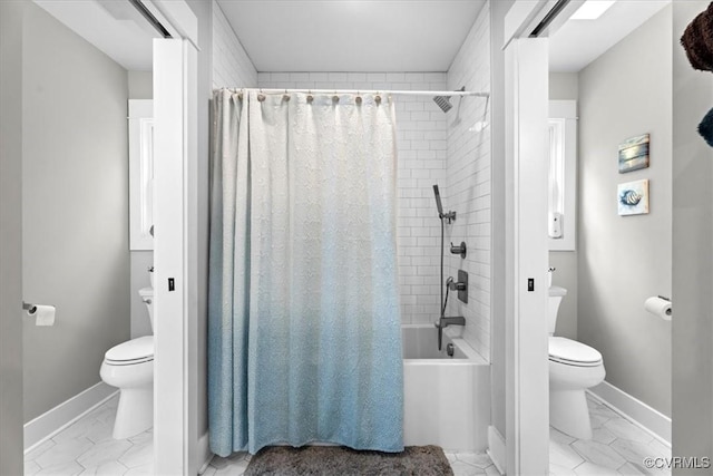 4788 Powhatan Lakes Rd, Powhatan, VA 23139 - bathroom with shower / tub combo with curtain and marble look tile flooring