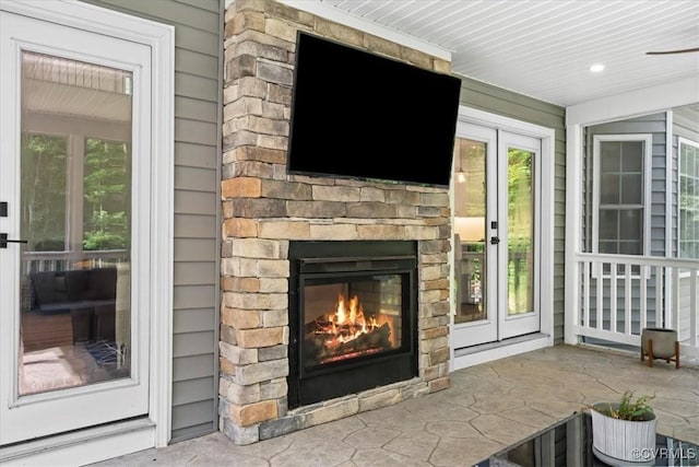 4788 Powhatan Lakes Rd, Powhatan, VA 23139 - view of patio featuring a stone fireplace