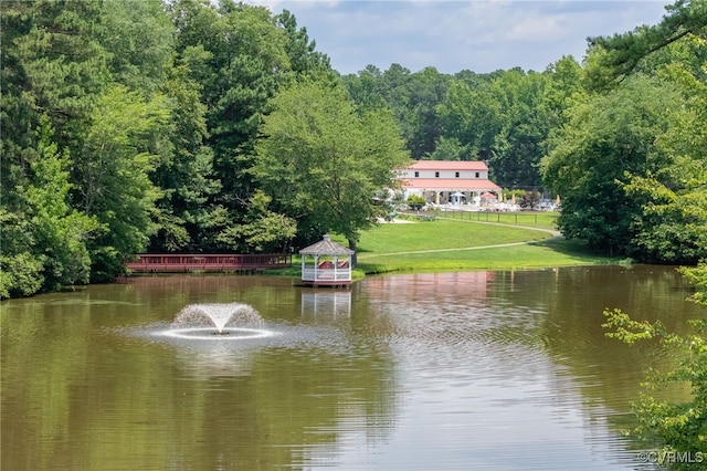 14221 Sylvan Ridge Rd, Chesterfield, VA 23838 - water view with a gazebo and a heavily wooded area