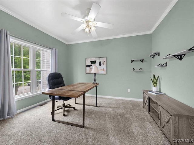 12306 Hollow Oak Ter, Midlothian, VA 23112 - carpeted home office with crown molding and ceiling fan