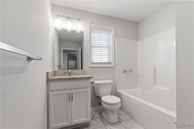4473 Pin Oak Rd, Prospect, VA 23960 - bathroom featuring vanity, marble finish floors, and bathing tub / shower combination