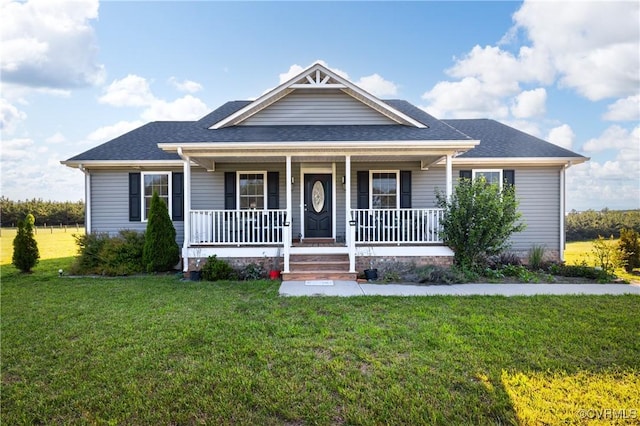 4473 Pin Oak Rd, Prospect, VA 23960 - view of front of home with a front lawn, covered porch, and roof with shingles