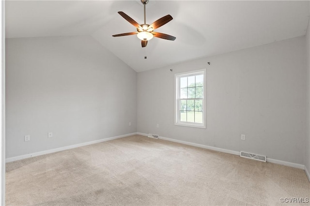 4473 Pin Oak Rd, Prospect, VA 23960 - carpeted empty room with ceiling fan and vaulted ceiling