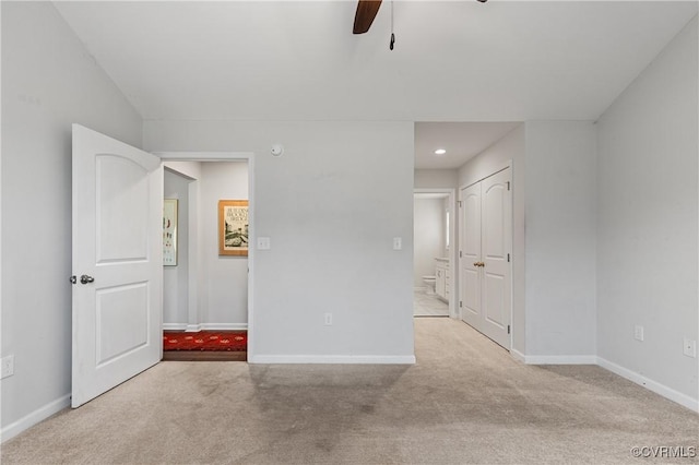 4473 Pin Oak Rd, Prospect, VA 23960 - unfurnished bedroom with carpet floors, ensuite bathroom, recessed lighting, and ceiling fan