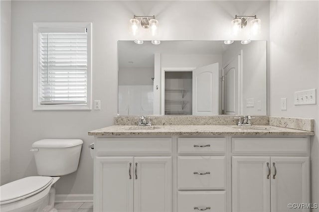 4473 Pin Oak Rd, Prospect, VA 23960 - full bathroom with double vanity, a shower, and tile patterned flooring