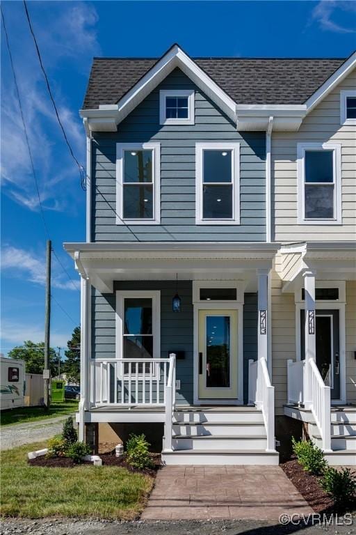 2713 Q St, Richmond, VA 23223 - view of front of house with covered porch and a shingled roof