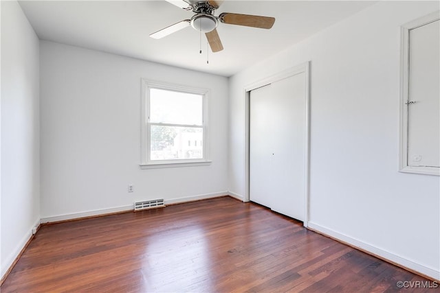 619 Winnetka Ave, Richmond, VA 23227 - unfurnished bedroom featuring wood finished floors, a closet, and ceiling fan