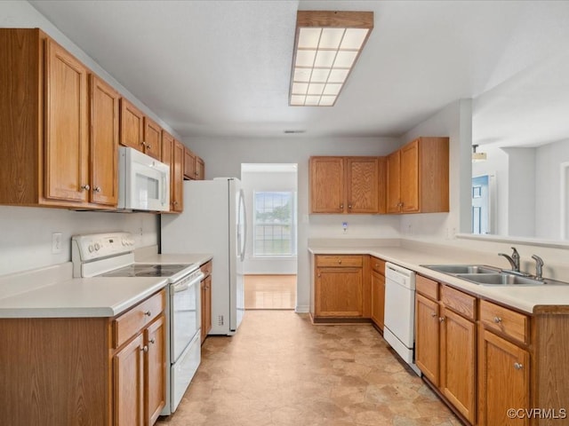 1624 Harvest Grove Ln, Henrico, VA 23223 - kitchen featuring white appliances, light countertops, and brown cabinets