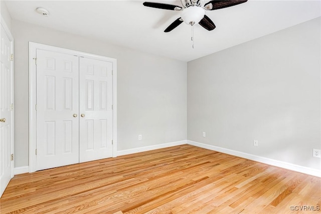 16494 Connie Hall Rd, Montpelier, VA 23192 - unfurnished bedroom with light wood-style flooring, a closet, and ceiling fan