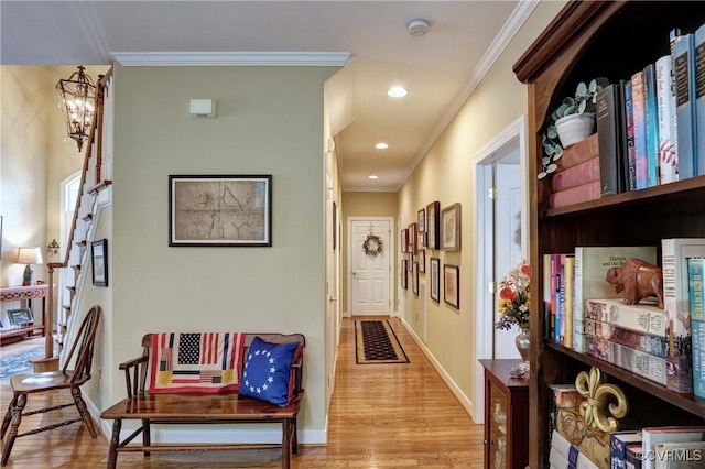 5669 Virginia Park Dr, Providence Forge, VA 23140 - corridor with wood finished floors, crown molding, and recessed lighting