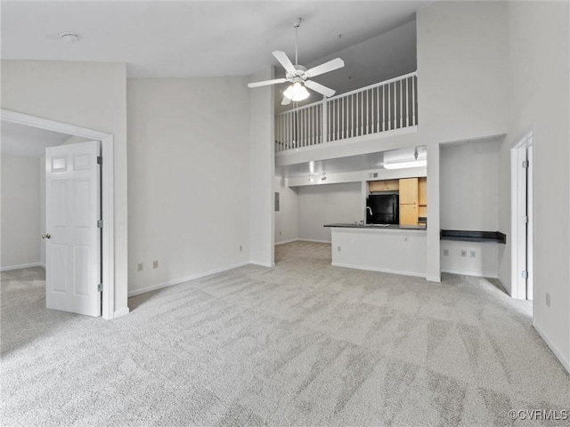 624 Bristol Village Dr Unit 302, Chesterfield, VA 23114 - unfurnished living room featuring a high ceiling, carpet, and a ceiling fan