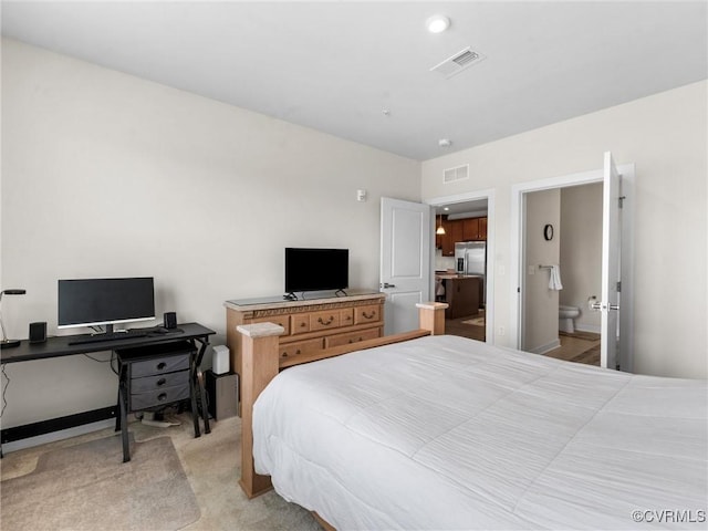 3700 Maze Runner Dr Unit 104, Midlothian, VA 23112 - bedroom featuring stainless steel refrigerator with ice dispenser, a desk, and light colored carpet